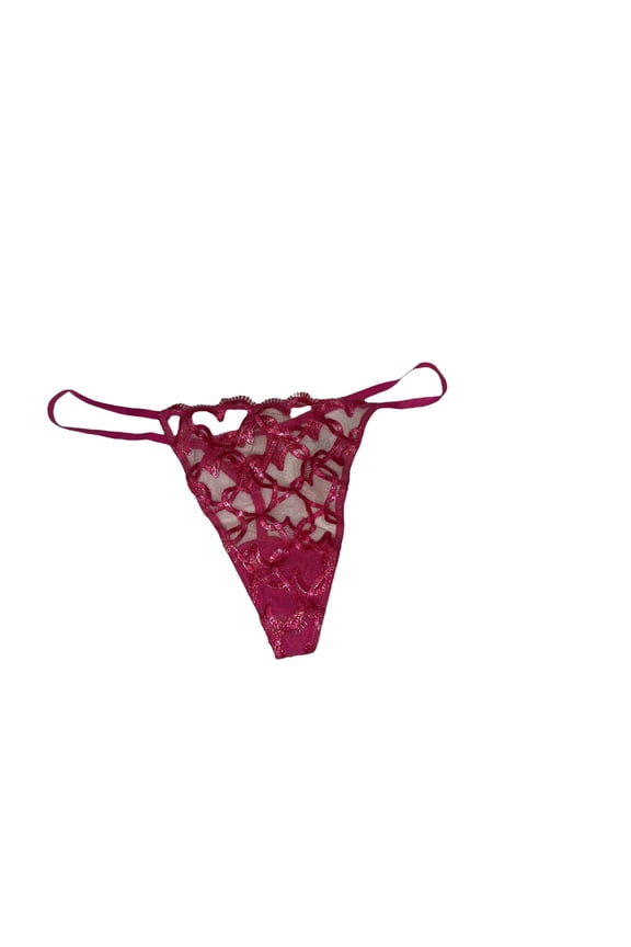 Dream Angels Shimmer Heart Embroidery V-String Panty Color Pink New (US, Alpha, Small, Regular, Regular, Forever Pink)