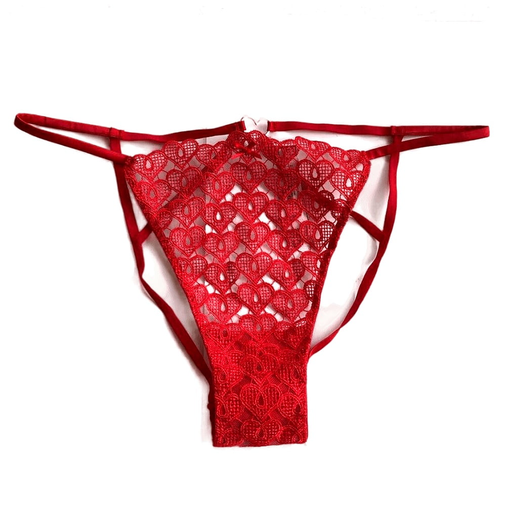 Victoria's Secret Dream Angels Sweetheart Red Lace Ouvert Cheeky Panty Size  Large NWT 