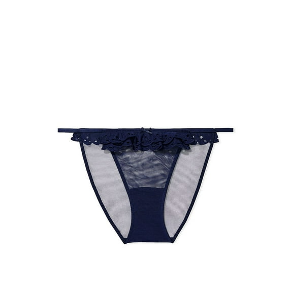 Victoria's Secret Eyelet Lace String Bikini Panty Color Blue Size Large NWT