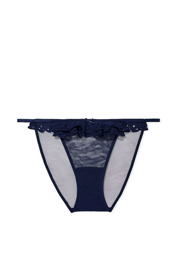 Eyelet Lace String Bikini Panty Color Blue Size X-Small NWT