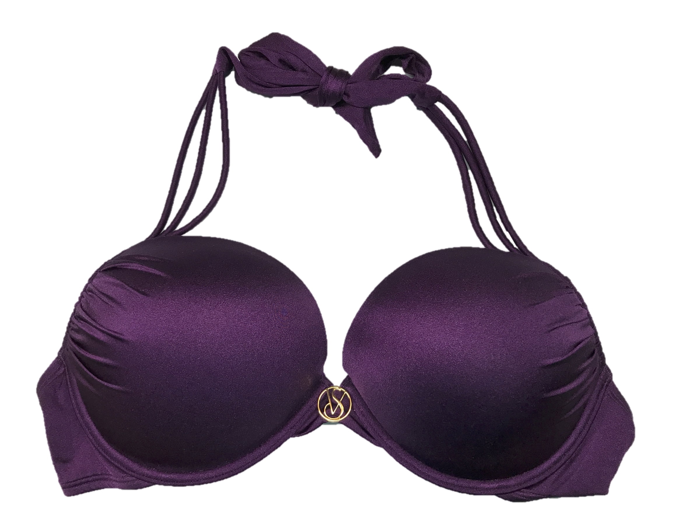 Victoria's Secret, Swim, Victorias Secret Bombshell Add2cups Bikini Top  Ikat Foil Print Black Gold 34b