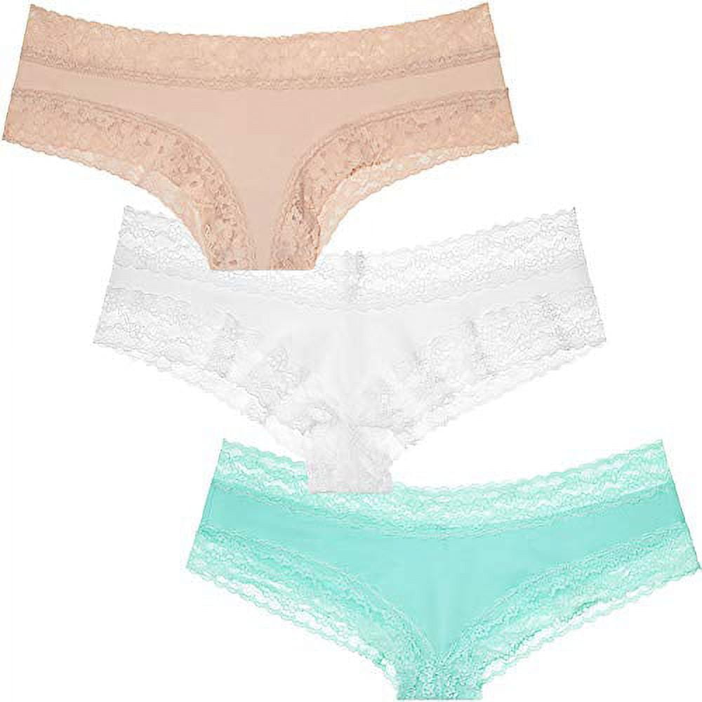 Victoria's Secret Lace Cheeky Panty Set of 3 Medium Navy / Wine / Dark Gray  