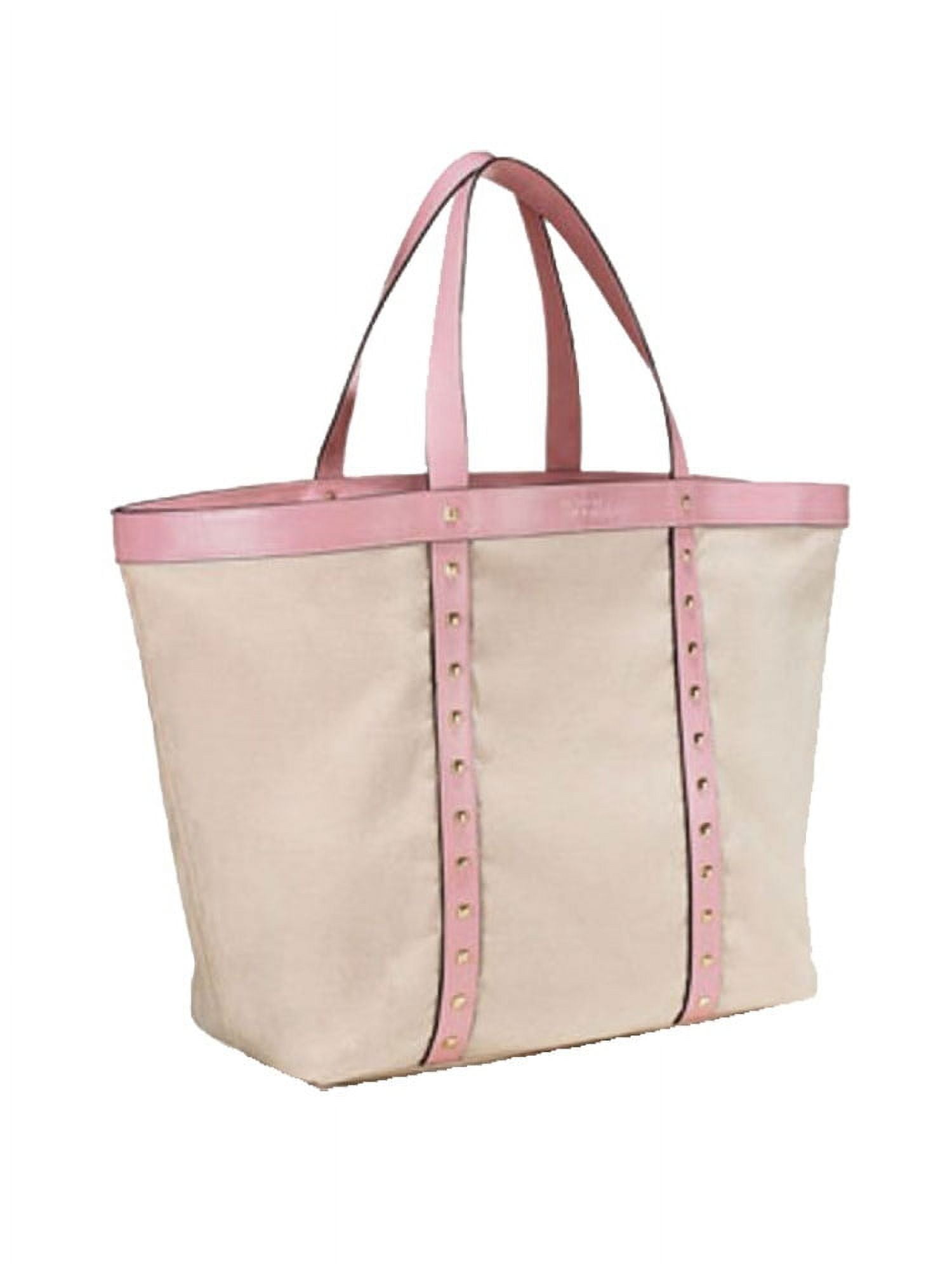 Victoria's Secret Large Canvas Tote Shoulder Bag Pink Studded Faux Leather