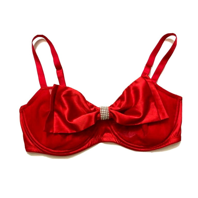 Victoria's Secret Lipstick Red Dream Angels Wicked Unlined Sheer Mesh & Bow  Balconette Bra Size 34B NWT 