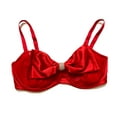 thumbnail image 1 of Victoria's Secret Lipstick Red Dream Angels Wicked Unlined Sheer Mesh & Rhinestone Satin Bow Balconet Bra 38DD NWT, 1 of 5