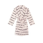 Victorias Secret Logo Short Cozy Plush Robe Pink Stripe Classic with Letters XL/XXL New