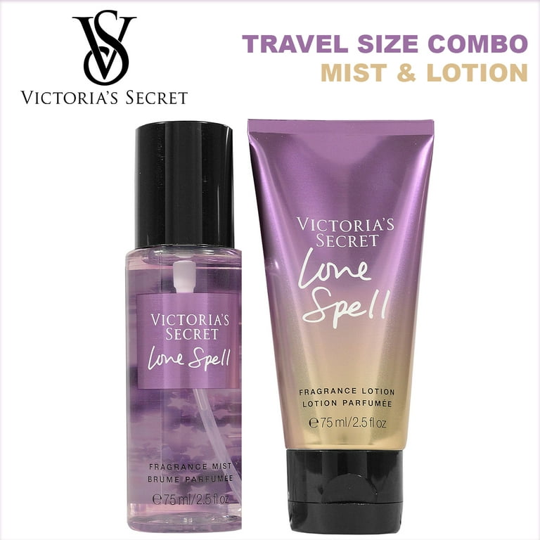 Victoria's Secret Love Spell I Travel size Combo I Fragrance Mist 2.5oz  75ml & Fragrance Lotion 2.5oz 75ml I Love Spell to your next Destination 