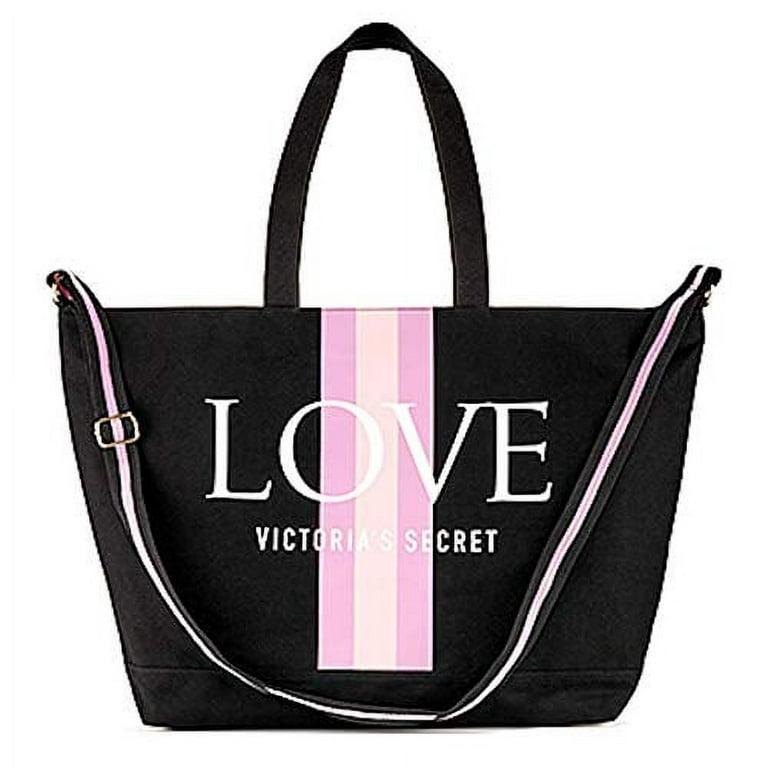 Victoria Secret Pink & Sliver Sequin Striped Zip Weekender Tote Bag Carry  All