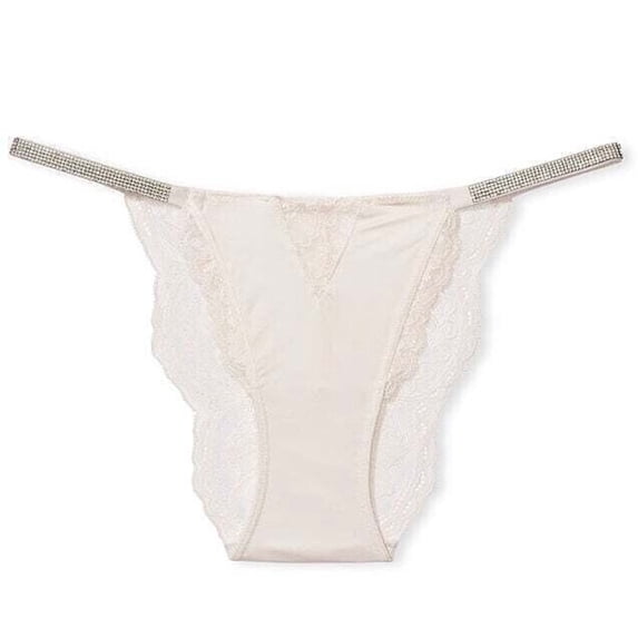Victoria's Secret Micro Lace Shine Strap Cheekini/Cheeky Panty Coconut White Size Large NWT