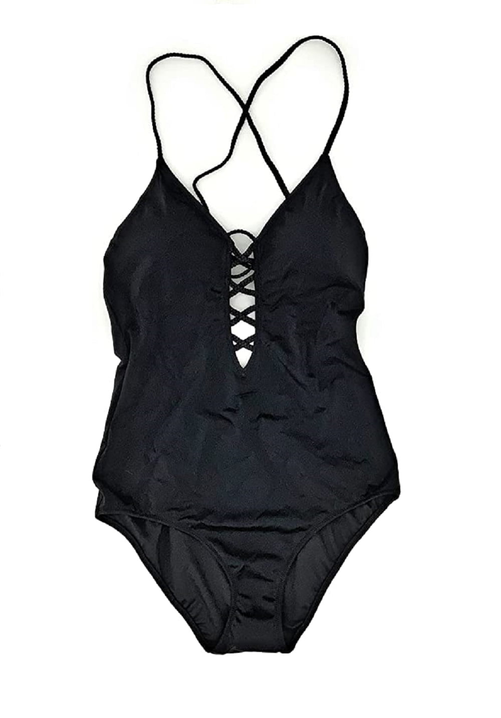 Victoria's Secret One-Piece Swimsuit Black Criss-cross Tie