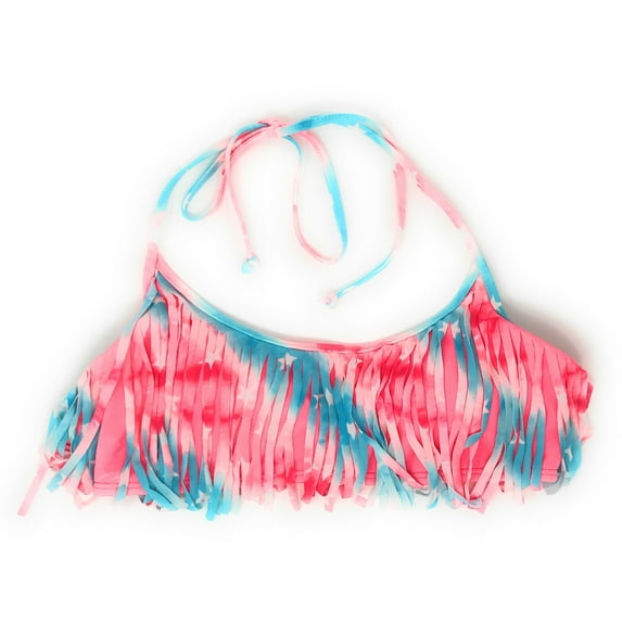 Victoria's Secret PINK Bikini Top Large Red White Blue Fringe