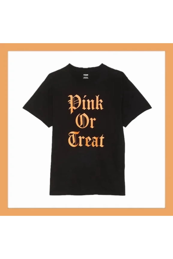Victoria’s Secret PINK Halloween Campus Tee w/ Glitter Lettering - Extra Small