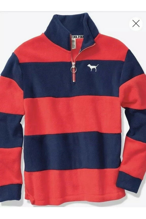 Victorias Secret PINK Polar Fleece 1/4 Zip Pullover Jacket Large NWT $79.95