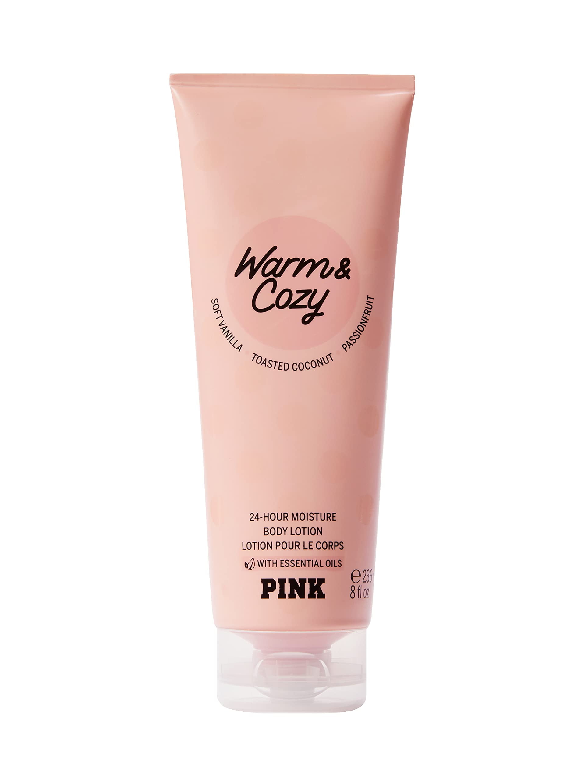 Victoria's Secret PINK Warm & Cozy Fragrance Body Lotion, Notes of Vanilla, Coconut & Passionfruit (8 oz)