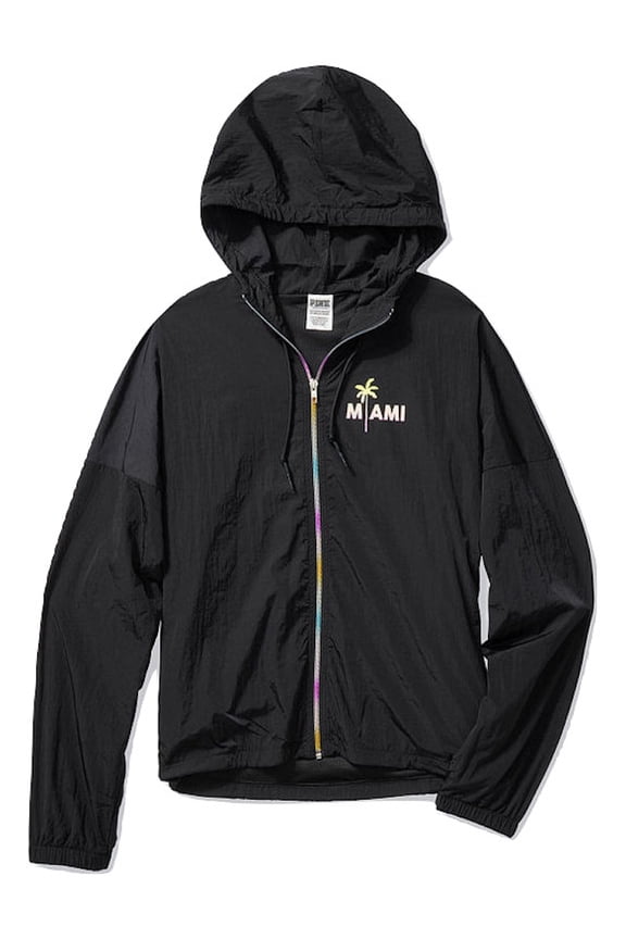 Pink Anorak Windbreaker Jacket Full Zip Color Black Size Medium/Large NWT