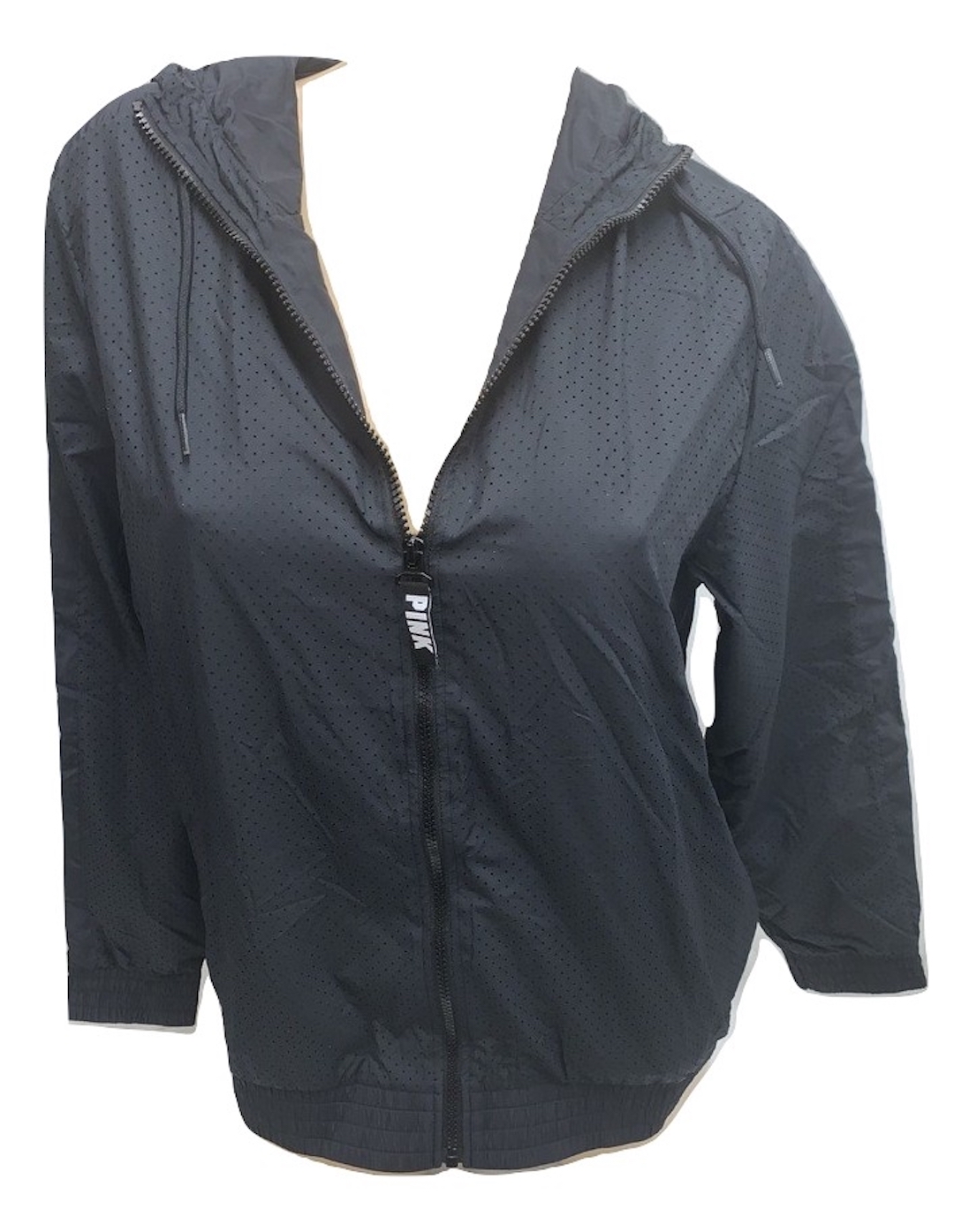 Victoria's Secret  Pink Anorak Windbreaker Jacket Full Zip Color Black Size XSmall/Small NWT - image 1 of 3