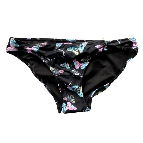 Victoria's Secret Pink Bikini Swim Bottom Ruched - Front Multi Butterfly Print Size Large NWT