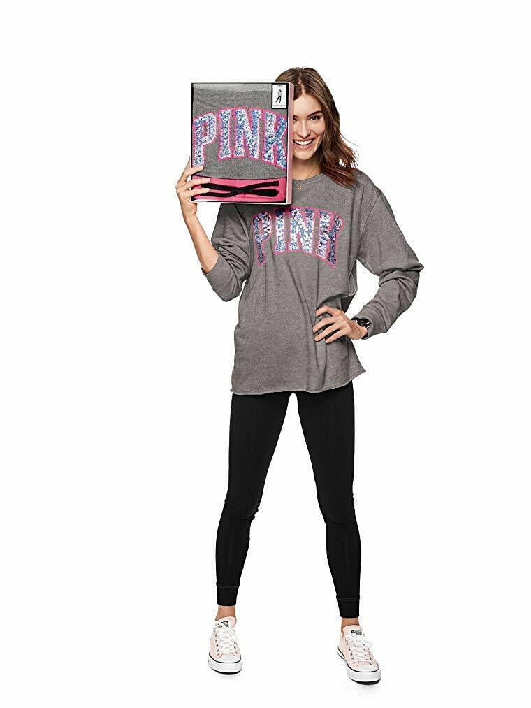 Victoria's Secret Pink Bling Campus Crew & Campus Legging 2 Piece Gift Set  Gray Size Medium New