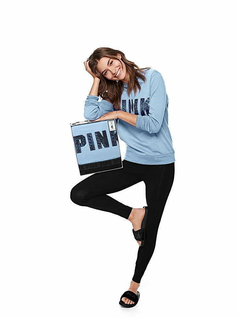 Victoria's Secret Pink Bling Perfect Pullover Hoodie & Legging 2 Piece Gift  Set Blue Size Small New 