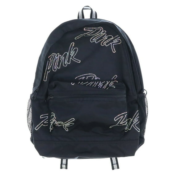 Victoria's Secret Pink Campus Backpack Black Rhinestone Logos