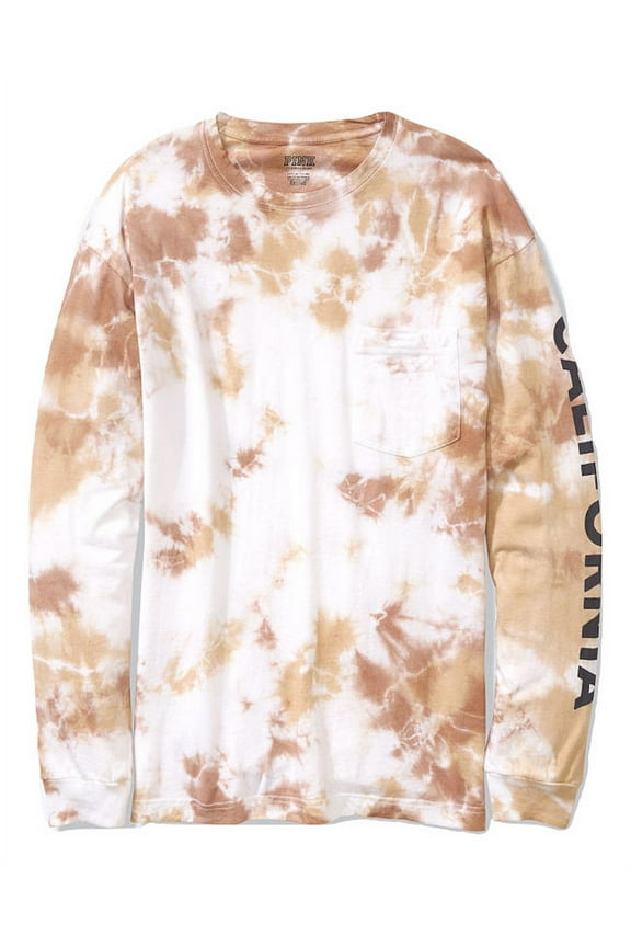Pink Campus Long-Sleeve Pocket Tee Tie Dye Size Small NWT