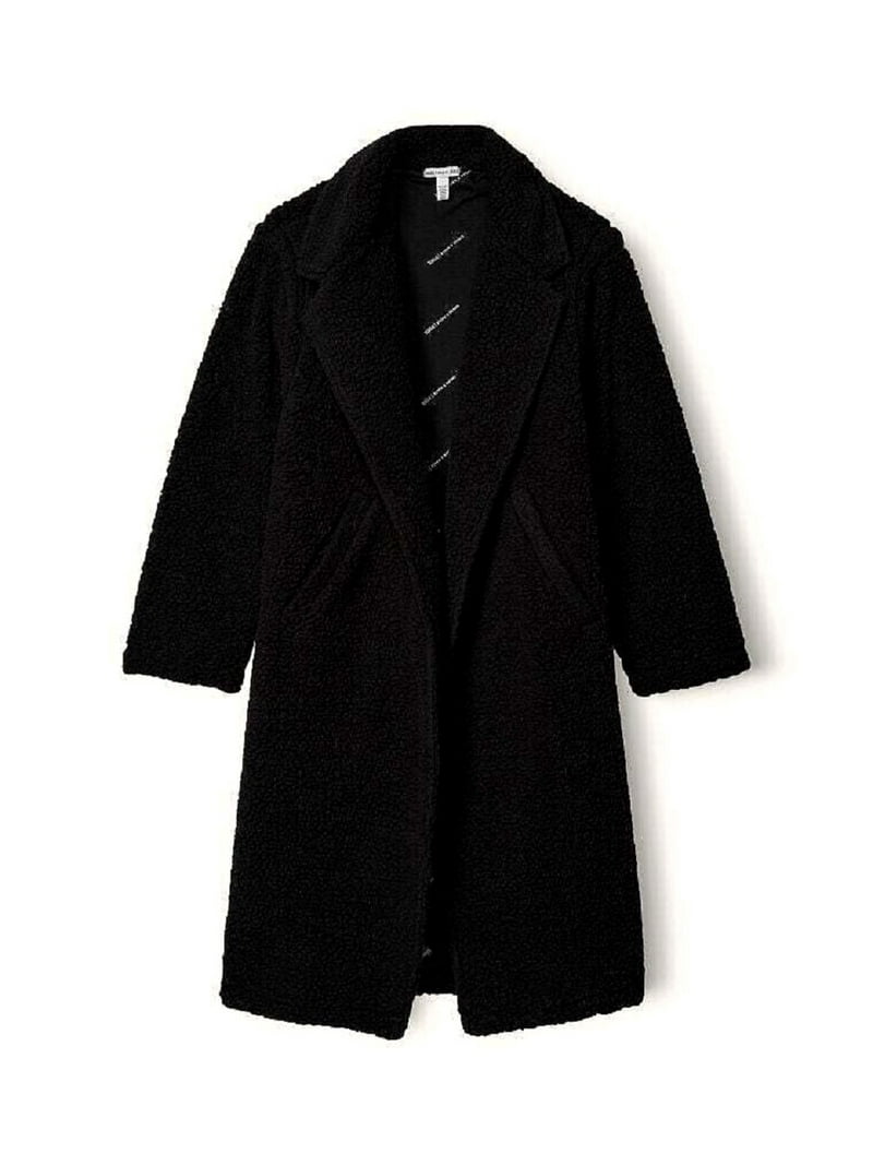 Victoria's Secret Pink Chloe X Halle Long Black Sherpa Trench Coat