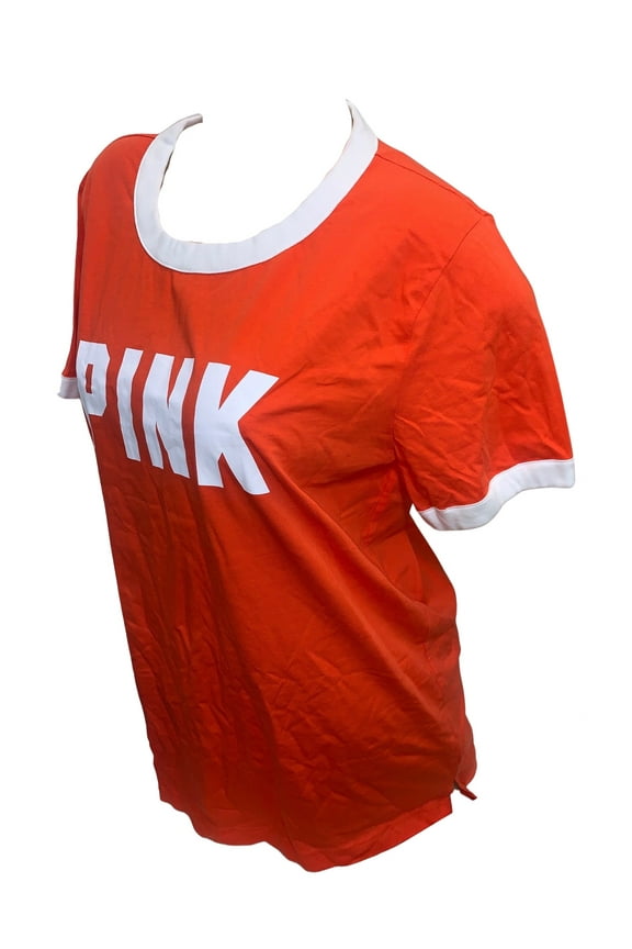 Pink Cotton Campus Ringer Short Sleeve Tee Color Orange Size Small NWT