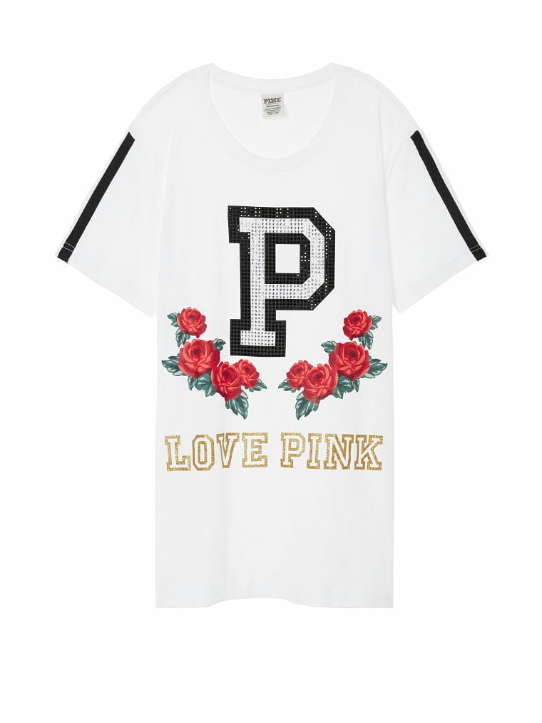 Victoria's Secret Pink Fashion Show 2017 Campus Short Sleeve Tee White ...