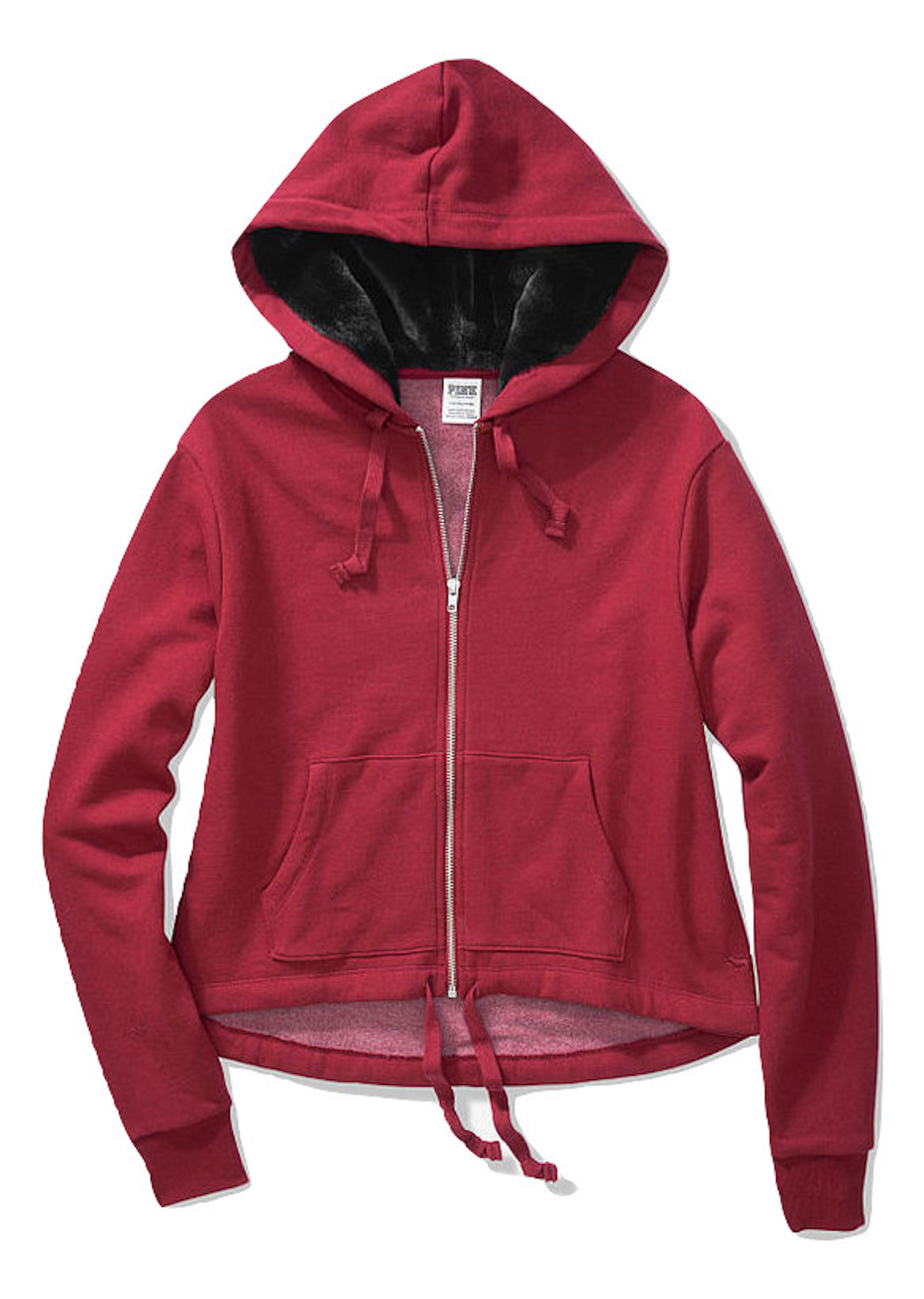 Victoria's Secret Pink Faux Fur Lined Hood Full Zip Color Maroon Size XSmall NEW - image 1 of 1