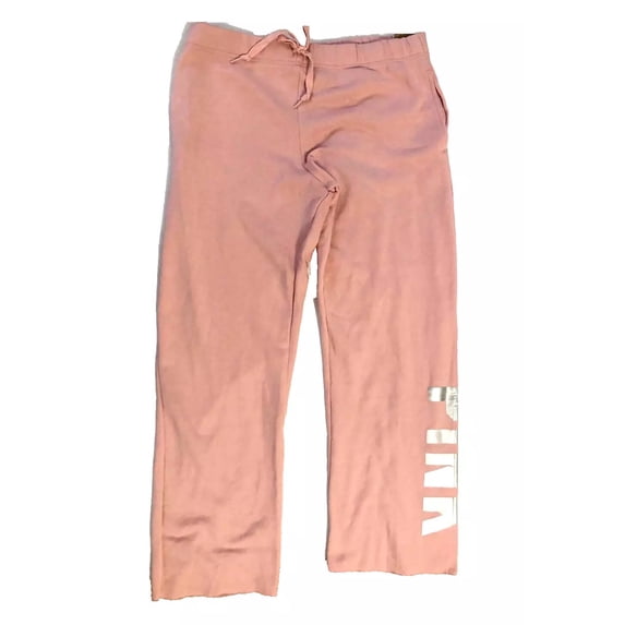 Victoria's Secret Pink Fleece Heritage Sweatpants Color Pink Script Logo Size Medium NWT