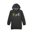 thumbnail image 1 of Victoria's Secret Pink Fleece Hoodie Sweatshirt Dress Dark Gray Ombre Glitter Logo Size Large NWT, 1 of 3