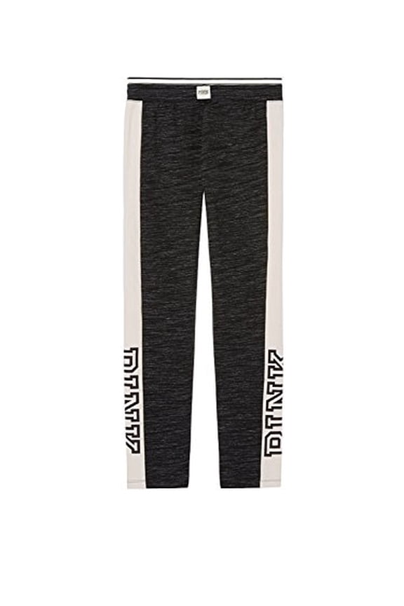 Victoria's Secret, Pink Logo New Straight Leg Pant (Small, Black MARL)