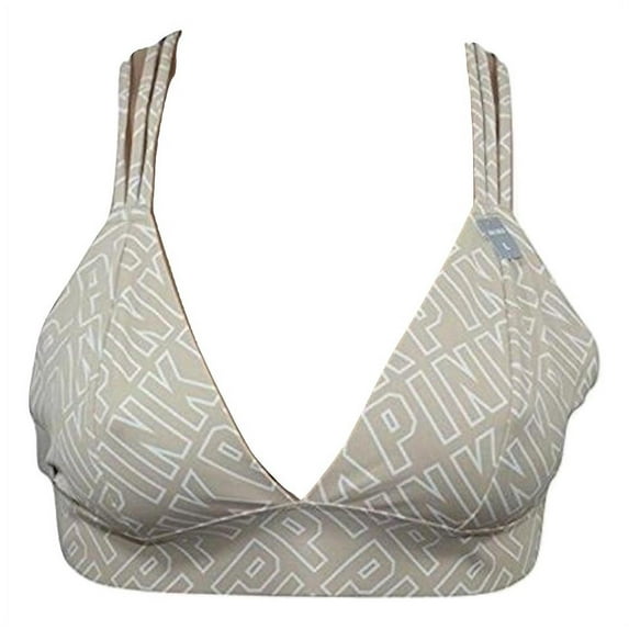 Victoria's Secret Pink Logo Unlined Seamless Strappy Back Multi Color Bralette Medium NWT