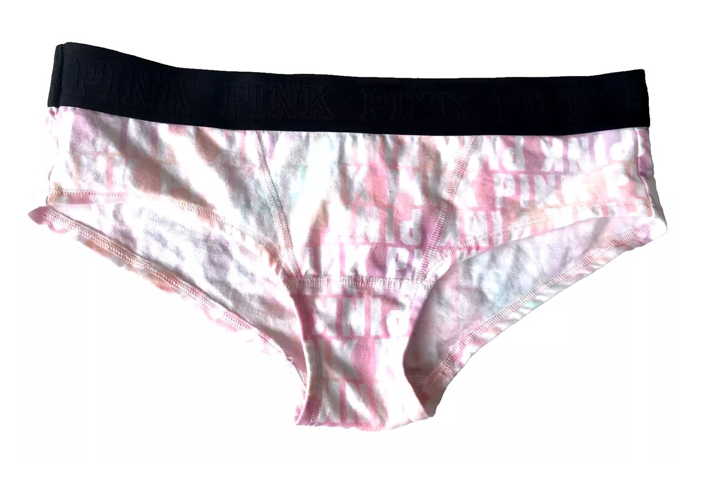 Victoria's Secret Pink Low Rise Hipster Underwear/Panty Tie Dye Pink Logo Large NWT