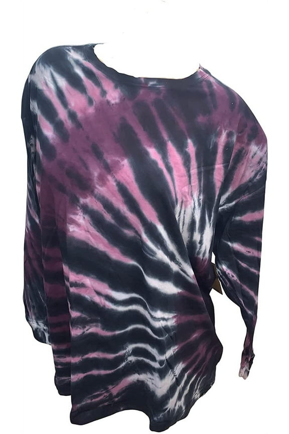 Pink One Size Fit All Long Sleeve Tee Tunic Length Color Tie Dye NWT