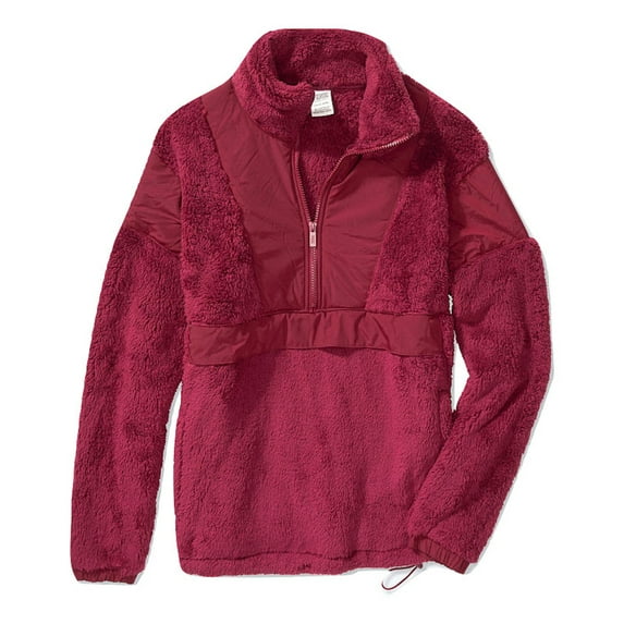 Victoria's Secret Pink Oversize Teddy Half Zip Color Maroon Size XLarge NWT