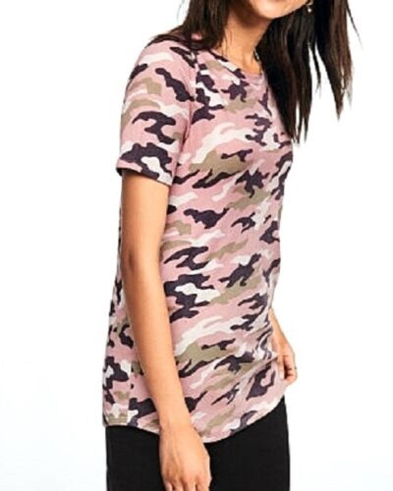 Victoria's Secret Pink Perfect Crew Tee Short Sleeve T-Shirt Top Pink Camo Size Small New