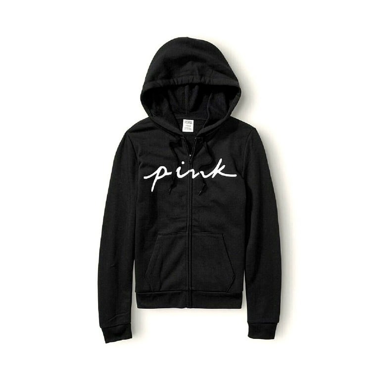 Pink black zip store up hoodie