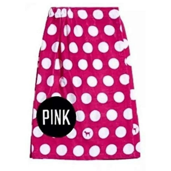 Victoria's Secret Pink Polka Dot Body Wrap Towel Bath Shower Beach Cover Up, One Size Pink