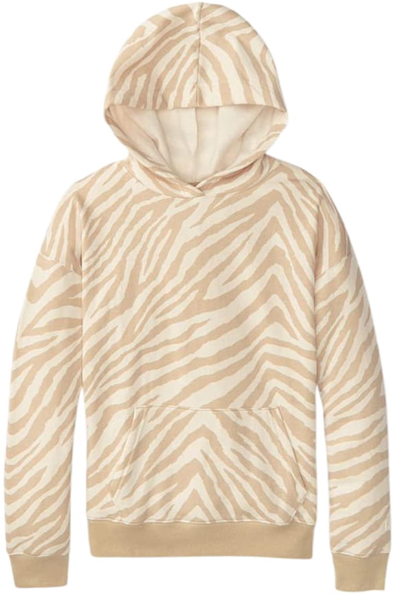 Pink Pullover Sweatshirt Hoodie Animal Print Zebra Multi Color Size Large New