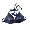 thumbnail image 1 of Victoria's Secret Pink Push-up Triangle Swim Bikini Top Shiny Navy Blue Size Medium NWT, 1 of 2