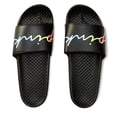 thumbnail image 1 of Victoria's Secret Pink Script Ombre Rainbow Logo Slides Sandal Beach Shoes Black Size Large (9/10) NWT, 1 of 3