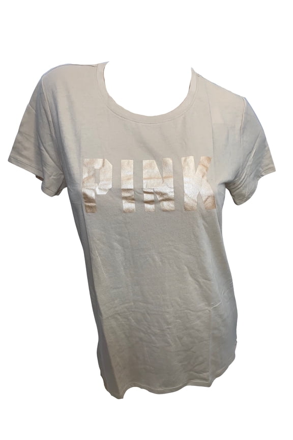 Pink Shine Knit Short Sleeve Perfect Tee Size Small Color Sand NWT
