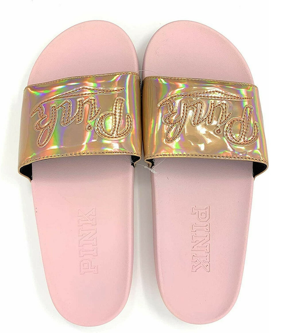 Gold pink slides deals