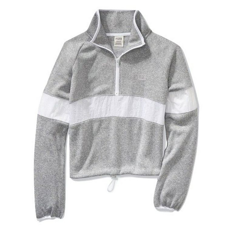 Victoria s Secret Pink Sweater Knit Cropped Half Zip Color Gray Size Large NWT Walmart