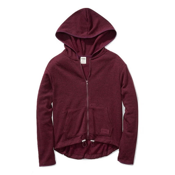 Victoria's Secret Pink Sweater Knit High Low Hoodie Full Zip Color Maroon Size Small New