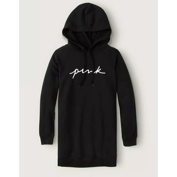 Victoria's Secret Pink Sweatshirt Dress Pullover Hoodie Pullover Black Size Small NWT