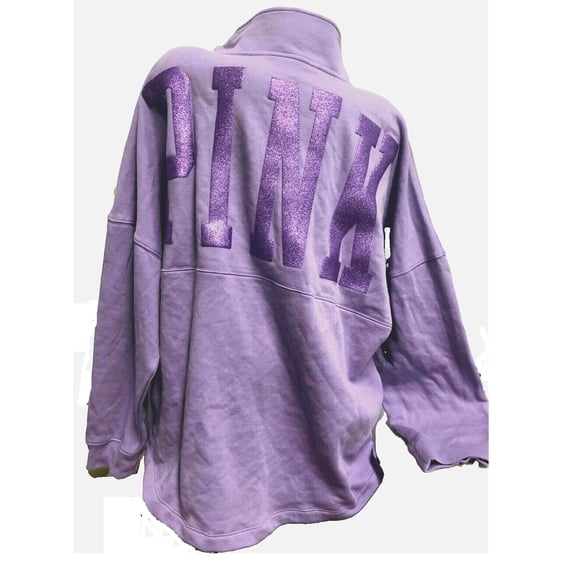 Victoria’s Secret Pink Varsity Oversized Full Zip Sweatshirt Lavender Size X-Large NWT