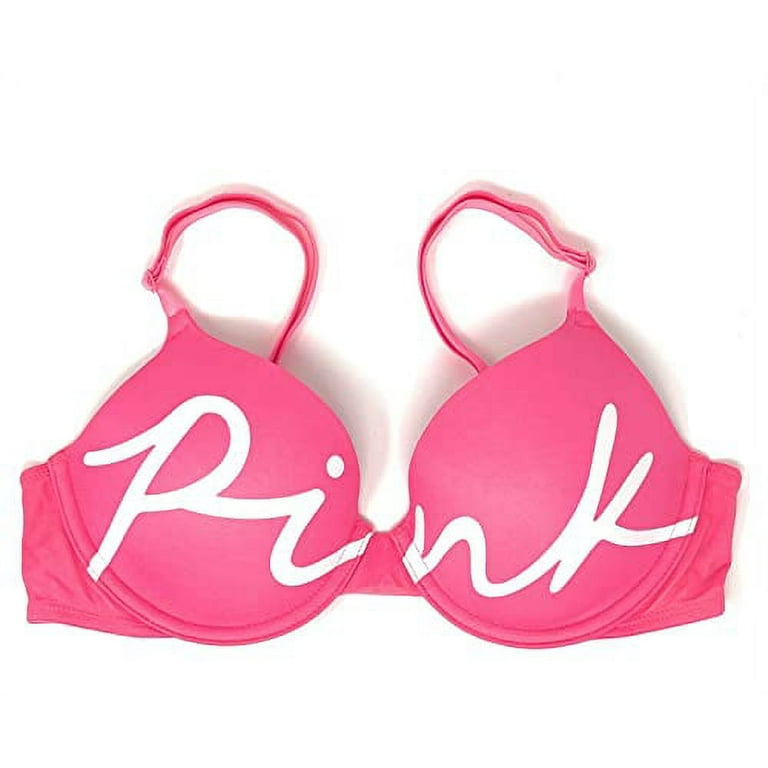 Victoria's Secret Pink Wear Everywhere T-Shirt Lightly Lined Bra 34DD Pink  Script Logo 