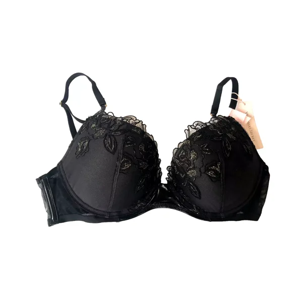 Victoria's Secret Push Up Bra Gold Embroidery Floral Mesh Lace Cup Size ...